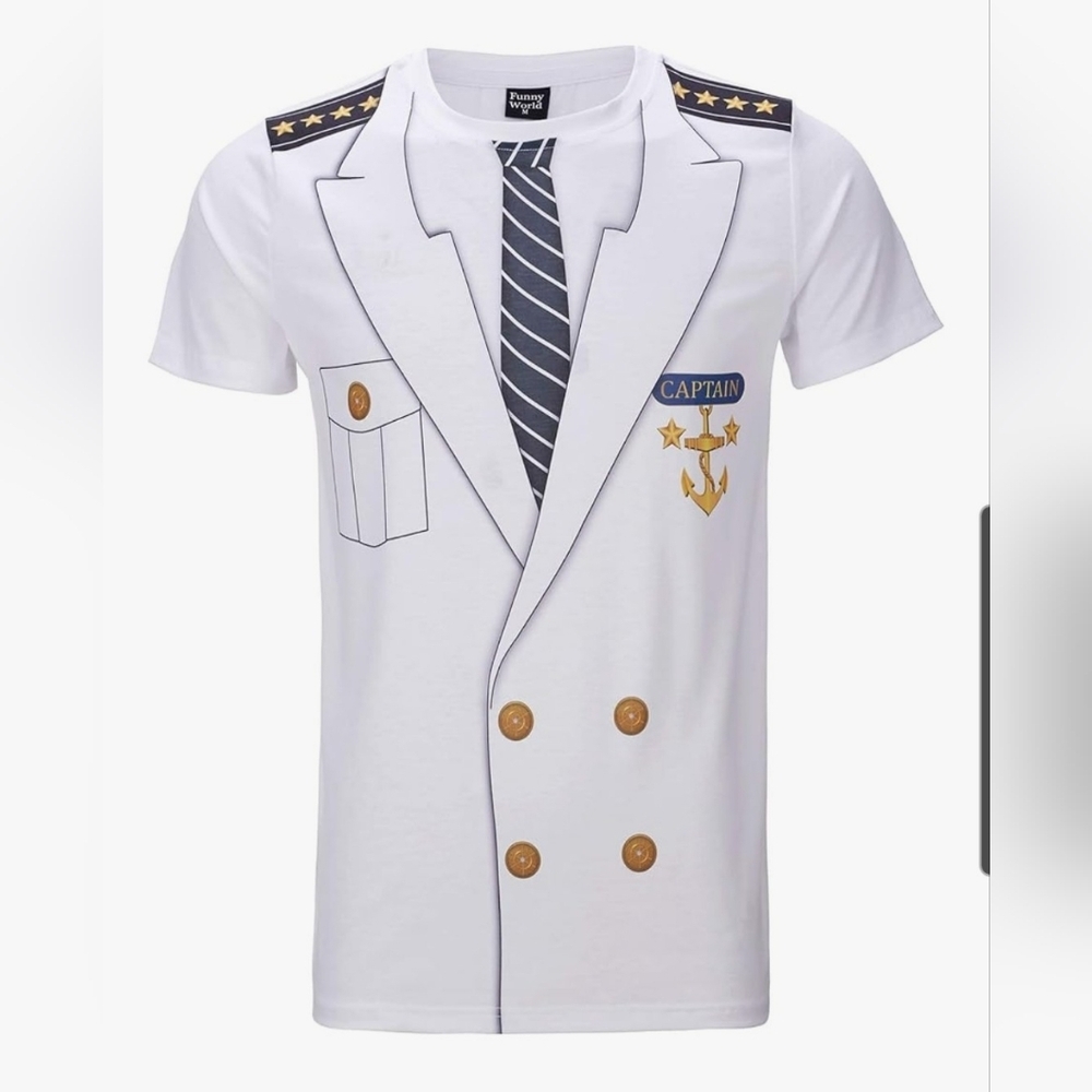 Captain Costume Graphic Short Sleeve T-Shirt Size L